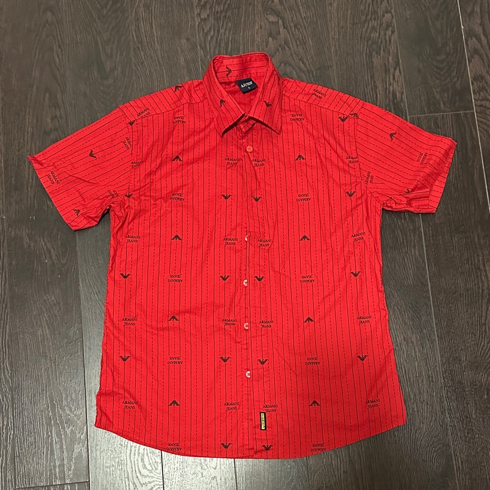 Armani Red Casual Button Down Shirt
